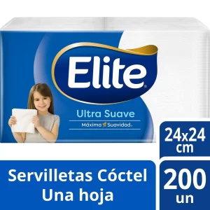 E.0.8. Servilletas Cóctel Elite Ultra Suave Una Hoja 24x24cm 200 Un.