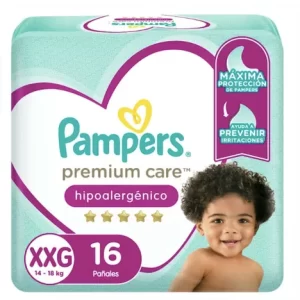 O. Pampers Pañales XXG Premium Care, 4 Paquetes.