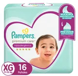 O. Pampers Pañales XG Premium Care, 4 Paquetes.