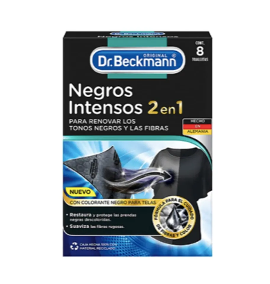 I.0.7. Dr. Beckmann Renovador de Ropa Negra / 8 Toallitas. - Imagen 2