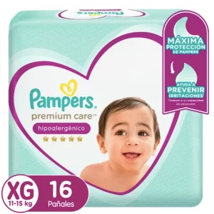 O. Pampers Pañales XG Premium Care, 8 Paquetes.