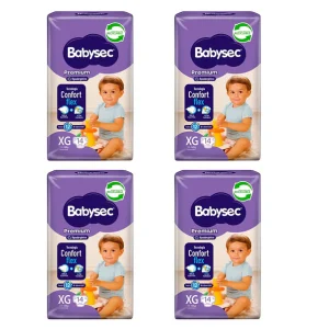 O.2.1. 56 Pañales Babysec Premium XG (4 Paquetes)