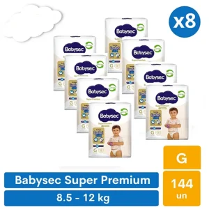 O.2.5. 144 Pañales Babysec Super Premium G (8 Paquetes)