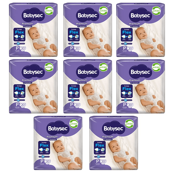 O.1.6. 160 Pañales Babysec Premium P (8 Paquetes).